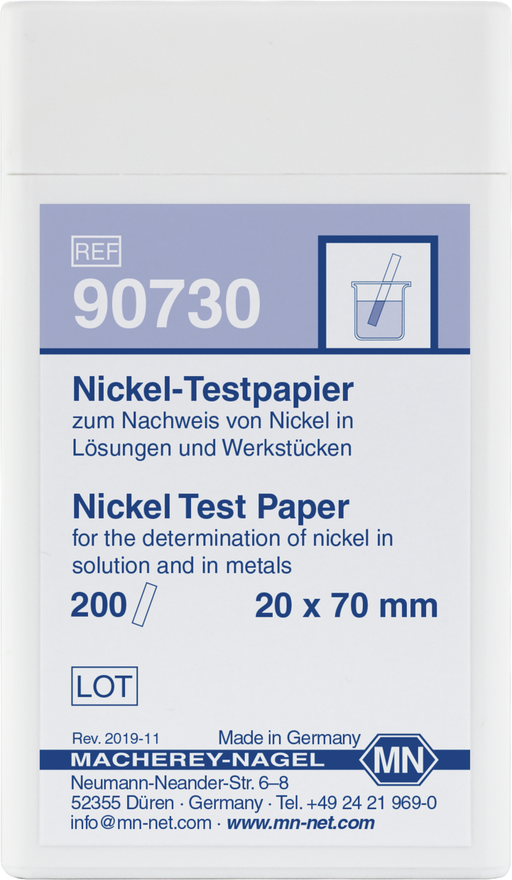 Nickel test paper (Box of 200 strips, 20 x 70mm)