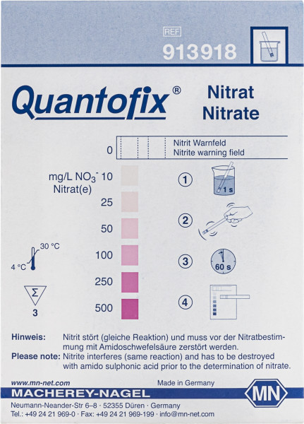 QUANTOFIX Nitrate test sets (50 sets of 3 individually sealed test strips each)