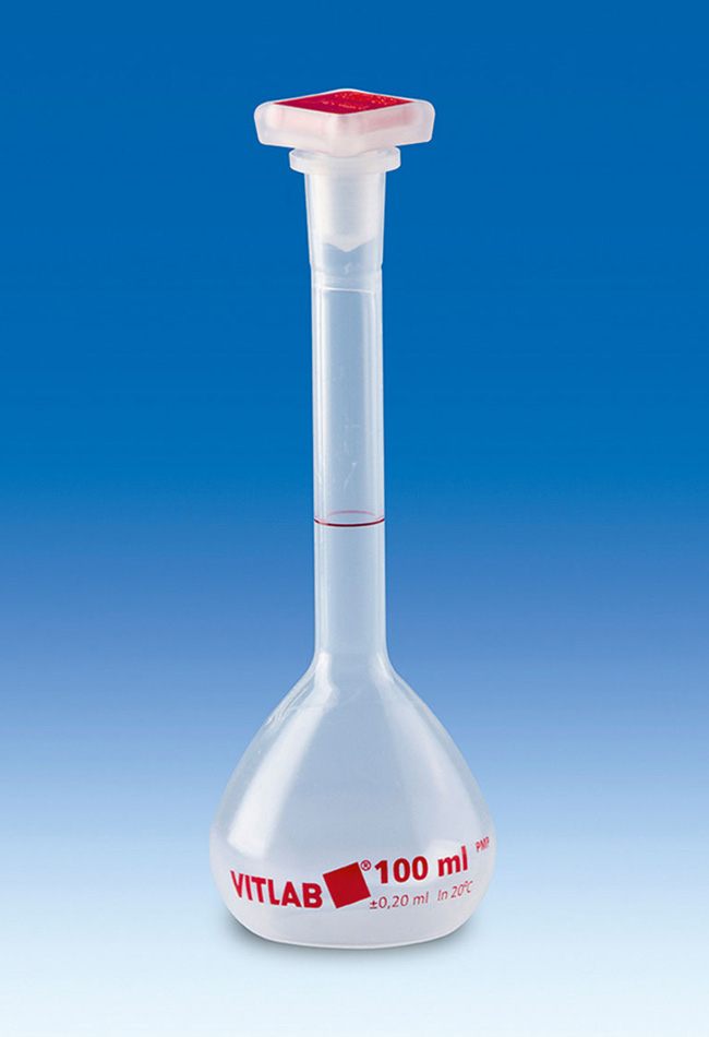 Plastic volumetric flask 100ml, PMP, Class B (Pack of 6)
