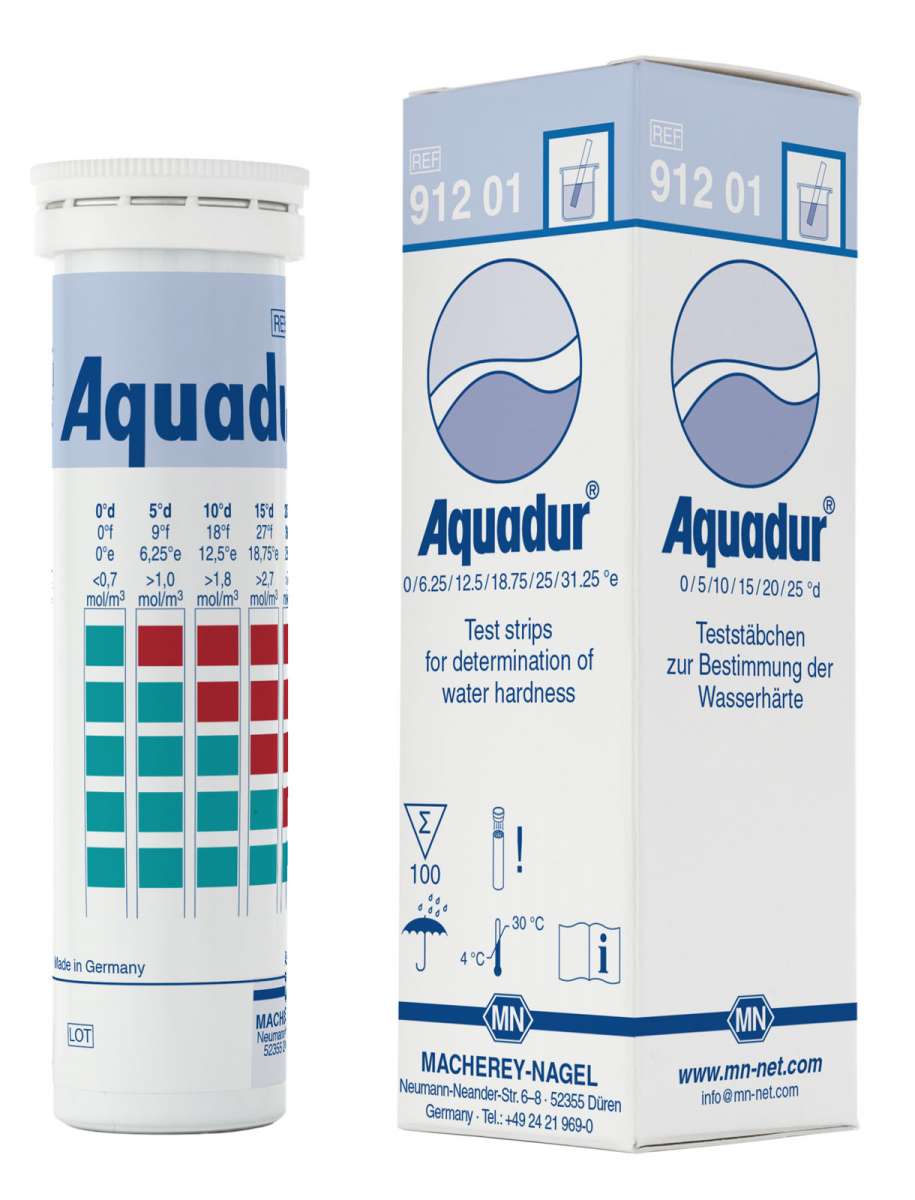 AQUADUR 5 - 25, for water hardness (Box of 100 test strips)