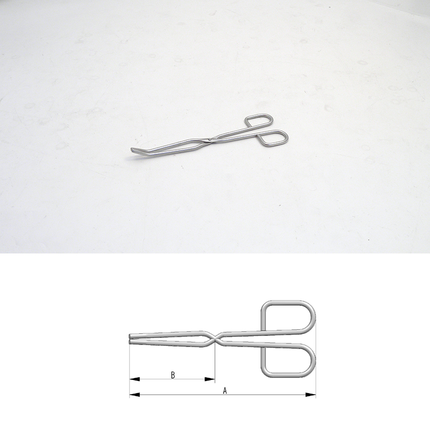 Stainless steel tongs, straight, 200mm